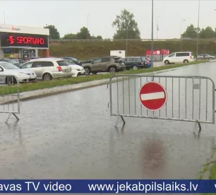 Otro dienu Jēkabpili skar stiprs lietus