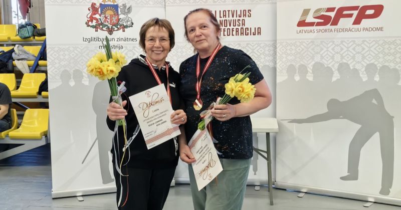 Rita Lamba ar pārinieci iegūst čempionu titulu dubultspēlēs novusā