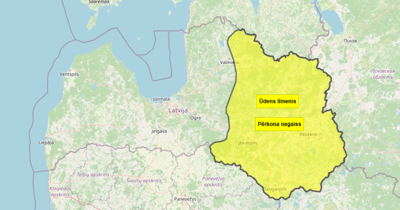 Sinoptiķi brīdina par ļoti stipriem nokrišņiem valsts austrumos