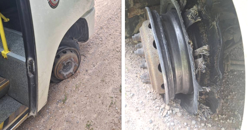 Tauta ziņo: autobusam maršrutā Jēkabpils – Bauska plīst riepa