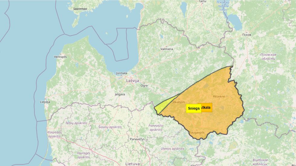 Latgalē un Sēlijā sāksies spēcīga snigšana un atkala – spēkā oranžais brīdinājums