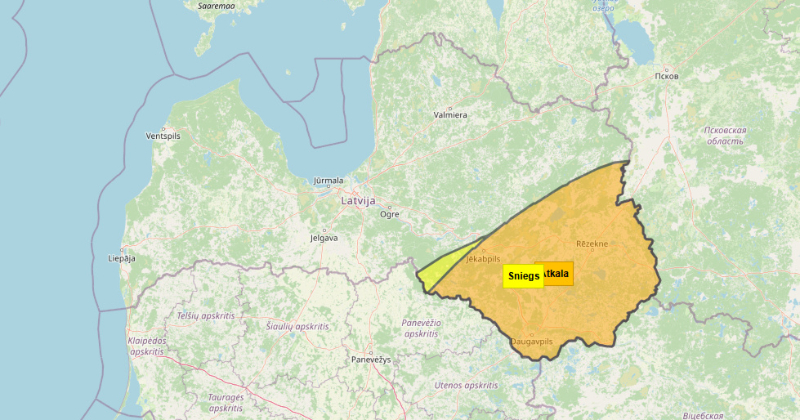 Latgalē un Sēlijā sāksies spēcīga snigšana un atkala – spēkā oranžais brīdinājums