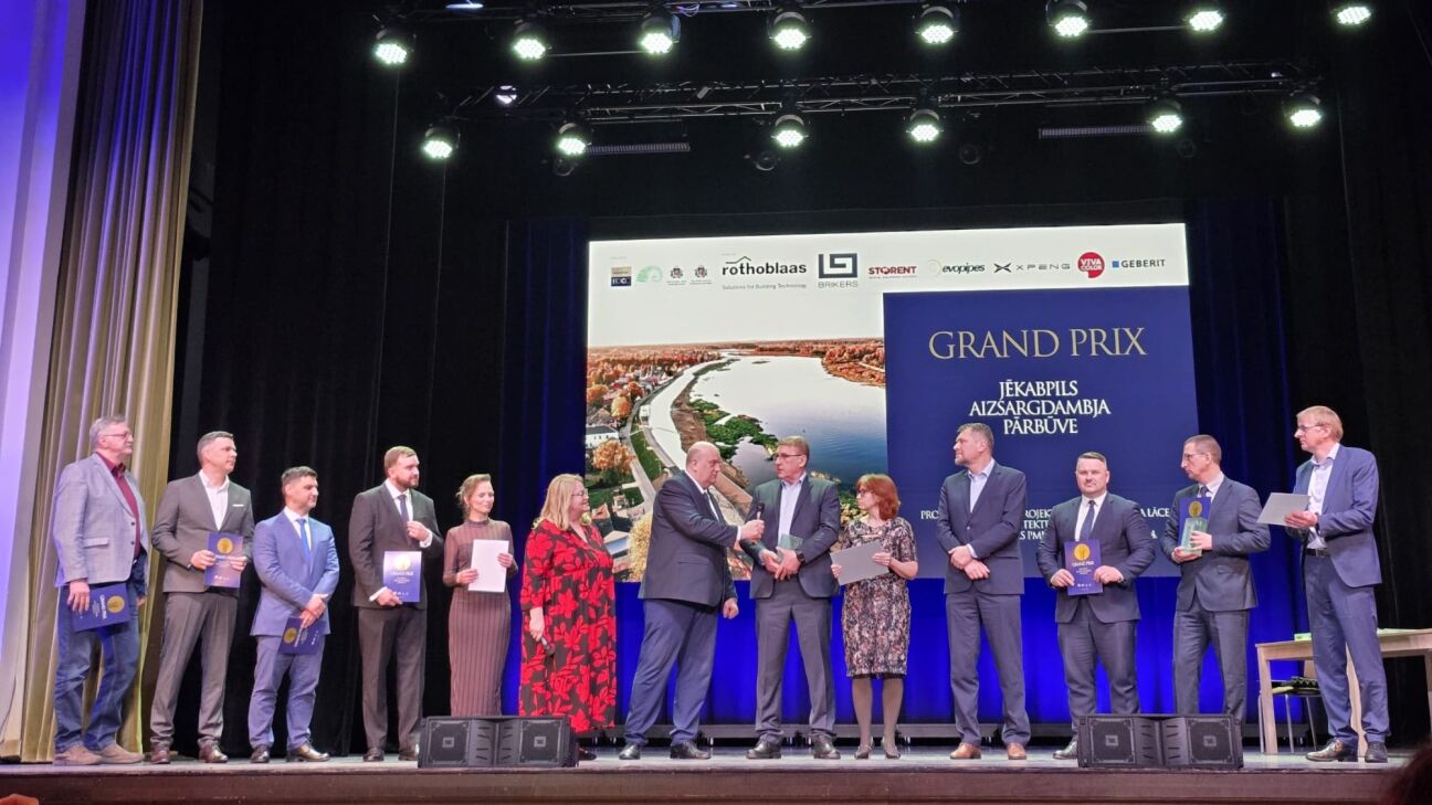 Jēkabpils aizsargdambja pārbūve triumfē konkursā “Latvijas Būvniecības Gada balva 2025”