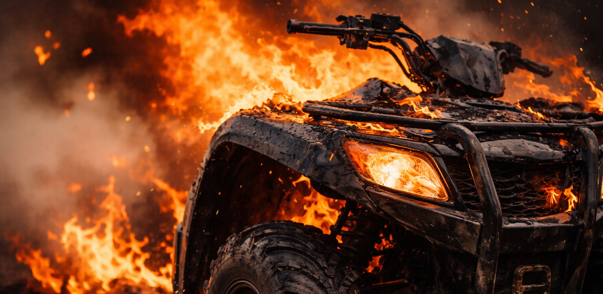 Krustpils pagastā aizdegās kvadricikls