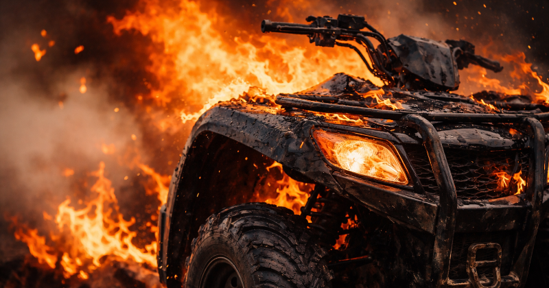 Krustpils pagastā aizdegās kvadricikls